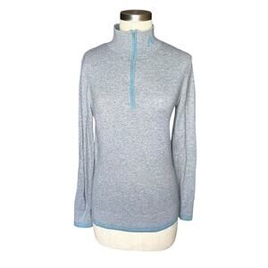ASMAR EQUESTRIAN Jade 1/4 Zip Coolmax Sweater Grey Blue Trim Women's Size Medium